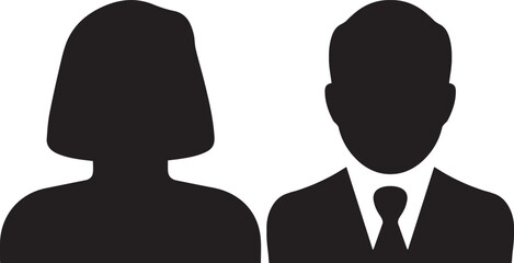 man and woman icon. person and ladies sign. male and female icons. Leader and workers. Team logo. Icon for business card  design