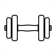 Dumbbell icon. Flat design. Black silhouette. Isolated dumbbell icon. Gym equipment. Vector drawing.