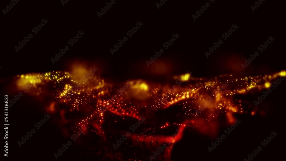 Poster particle flow futuristic animation wave of waves shapes loop