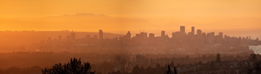 Vancouver Cityscape Sunset From Burnaby Mountain