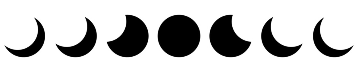 Fototapeta na wymiar Moon icon set. Moon phases astronomy icons. Vector isolated on white background