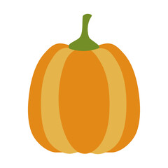 simple flat orange pumpkin for halloween or thanksgiving