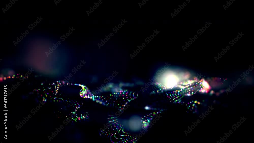 Poster particle flow futuristic animation wave of waves shapes loop