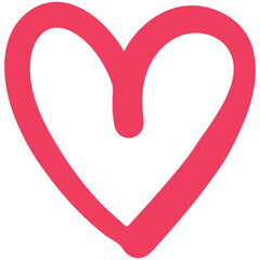 Heart shape doodle. Hand drawn love symbol. Transparent background png.