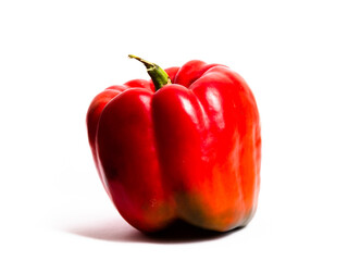 red bell pepper isolated on white background.