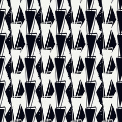 Paint brush triangles ornament. Seamless pattern. Hand drawn geometrical backdrop. Triangular shapes wallpaper. Geometric background. Ethnic motif. Tribal digital paper. Textile print