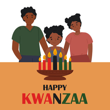 African American family celebrating Kwanzaa.