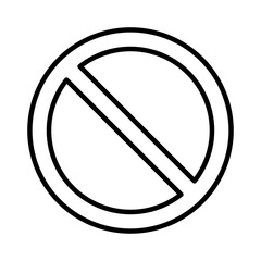 Black White Round No Sign or General Prohibition Circle-Backslash Icon with Outline Contour. Vector Image.