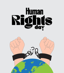 Human Rights Day web banner for social equality, Human Rights Day concept, International Human Rights day illustration for global equality and peace with colorful people hand prints, social diversity 