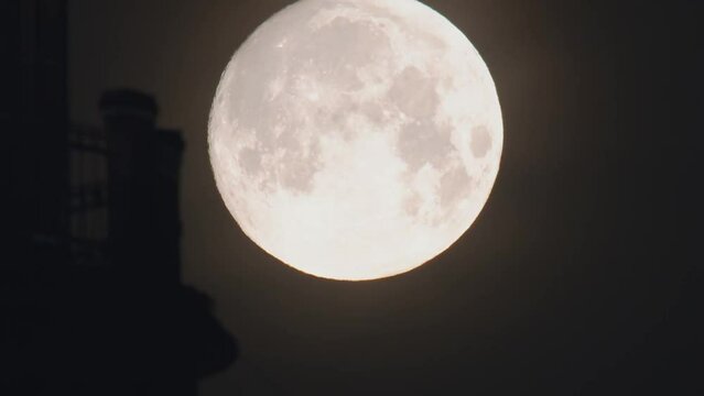 Full moon with dark background. Lunar phase. Mystical night sky. Horizontal footage. Fantasy. Outside. Realistic, dream. Astrology, cosmos, galaxy. Natural