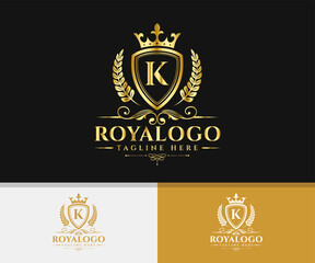 Luxury Brand K Letter Logo Design. Elegant Royal Logo. Royal Letter K Logo Template.