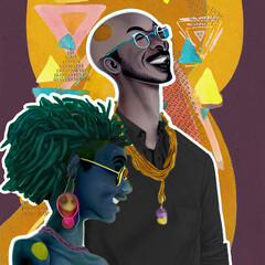 Love Vibe. African American Couple. Abstract Portrait