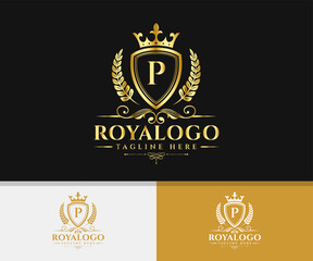 Fototapeta premium Luxury Brand P Letter Logo. Elegant Royal Logo. Royal Letter P Logo Template.