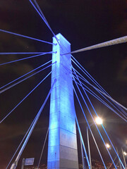suspension bridge at night blue light