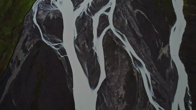 Drone Over Braided River And Estuary