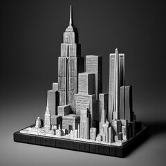 Midjourney render of a model of the Manhattan skyline