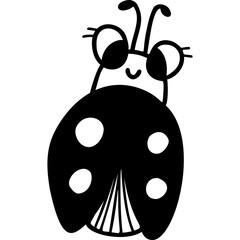 Cute insect ladybug. Linear  doodle