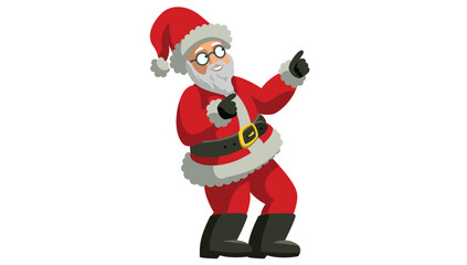 Happy Santa Claus points upwards, Christmas vector illustration, Santa Claus character decoration isolated on white background