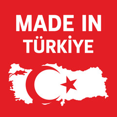 made in turkey in white on a red background