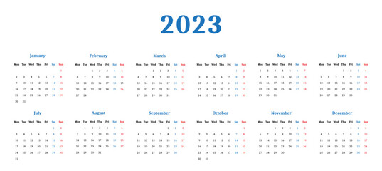 2023 Calendar with two semesters view - 541322628