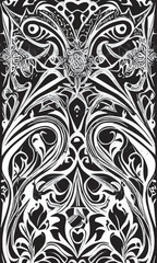 Decorative black and white gothic ornament, base for tattoo