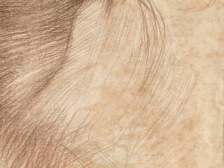 Abstract landscape type, spray watercolor and sepia pencil. Imitation of old parchment. Old paper. For background