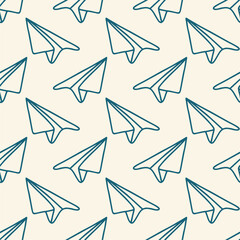 Seamless pattern of Paper airplanes on paper background.
