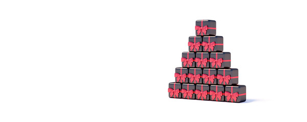 Christmas tree made of gift boxes on white background 3d render 3d illustration