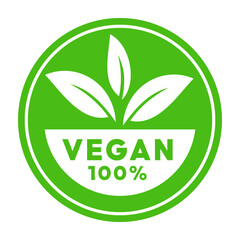 100% vegan stamp icon vector logo template 
