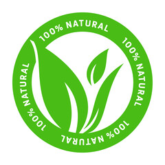 100% Natural logo,  icon , sticker