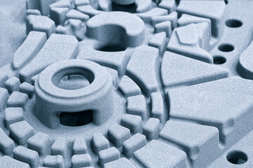 Open detail block of  3D printing . Close-up, industrial metalworking concept