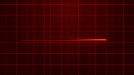 Electrocardiogram heart rate Flat Line . The absence of contractions of the human heart on the screen medical equipment. ECG Pulse Waveform illustrator.