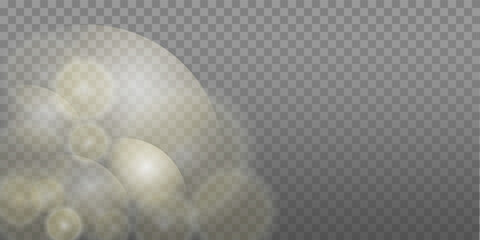  Abstract golden lights isolated on transparent background. Bright golden blinks and glare.  Glowing 
сircles. Vector illustration. EPS 10