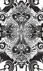 Decorative black and white gothic ornament, base for tattoo