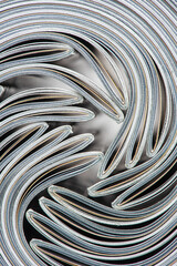 Edges of rolled magazines, top view
