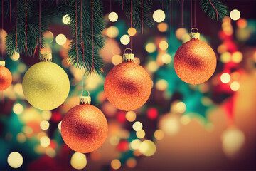 Christmas decorations, red, yellow garland hanging, new year celebration, garland,