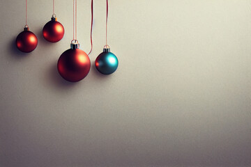 Red, blue ball hanging for Christmas New Year celebration with decorations