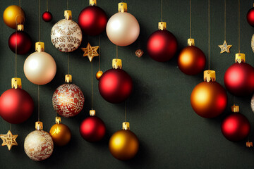 Christmas decorations, red, white, yellow hanging, new year's celebration,