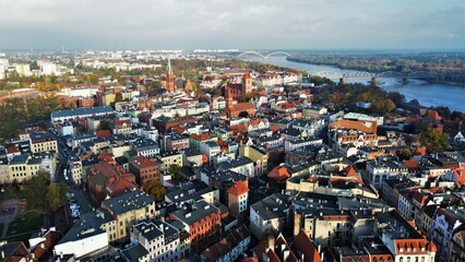 Obraz premium Toruń stare miasto, z lotu ptaka, Polska