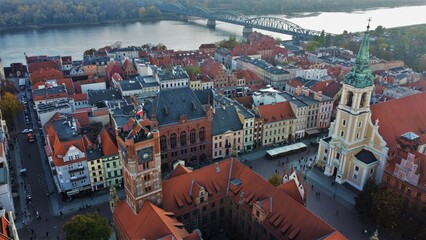 Toruń stare miasto, z lotu ptaka, Polska