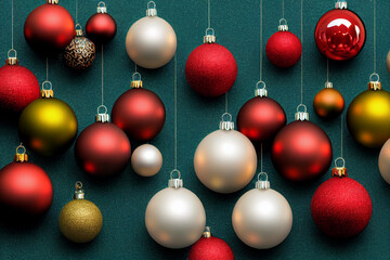 Red, white, yellow ball hanging, Christmas decorations, ball, near