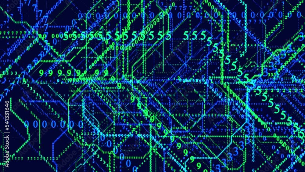 Aufkleber symbols form lines, lines form grid. vj loop hologram abstract bg blue green sci fi theme, informati