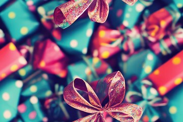 Fototapeta premium Gifts and Presents Seamless Texture Pattern Tiled Repeatable Tessellation Background Image