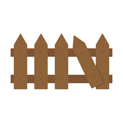 Wooden fence icon. Color silhouette. Horizontal front view. Vector simple flat graphic illustration. Isolated object on a white background. Isolate.