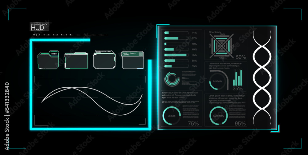 Poster cyberpunk retro futuristic poster set abstract cosmic shapes. digital design elements hud style. tre