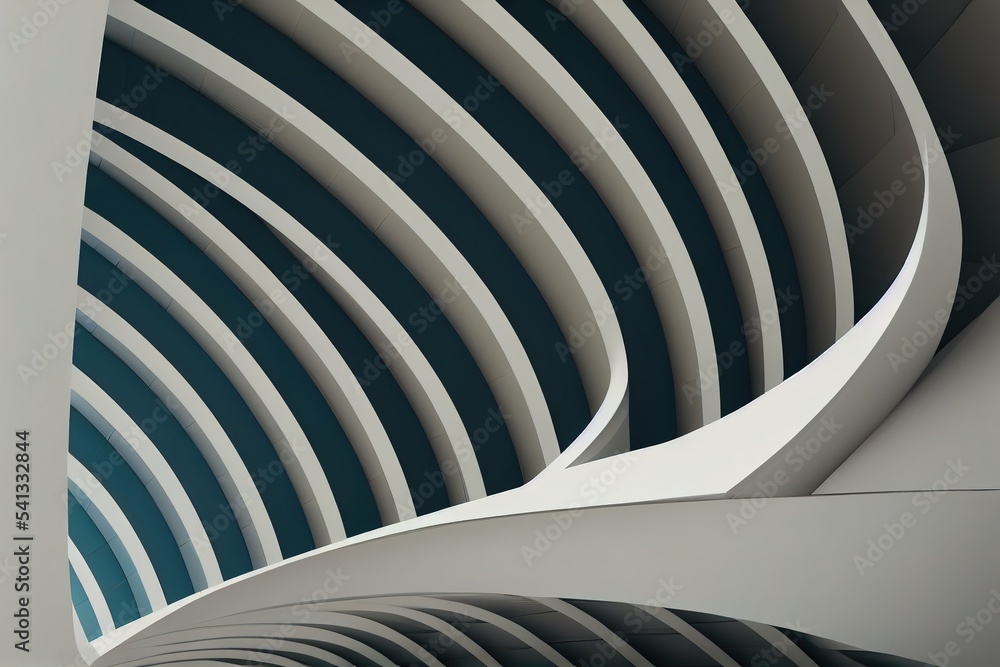 Poster abstract architecture background. white circular building.