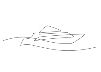 Continuous one line drawing of yacht. Sport boat on white background. Vector illustration