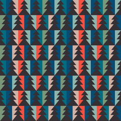 Retro vintage pattern with Christmas trees