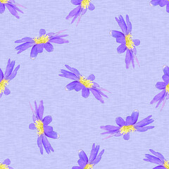 Seamless very peri flower photograph collage repeat. Feminine pretty lavender colour of the year floral for fashion all over print. Spring garden wallpaper. 