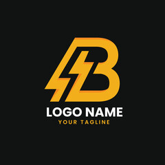 Obraz premium letter B with lightning thunder
